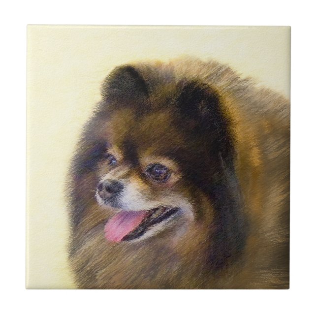 Carreau Art original de chien de peinture noire et (Devant)