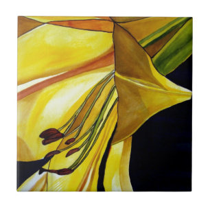 Carreau Art original de Lys doré jaune