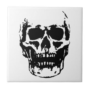 Carreau Art Pop de crâne noir blanc