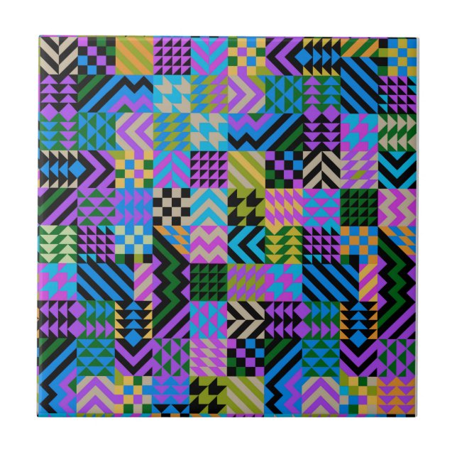 Carreau Art populaire tribal - Bleu (Devant)