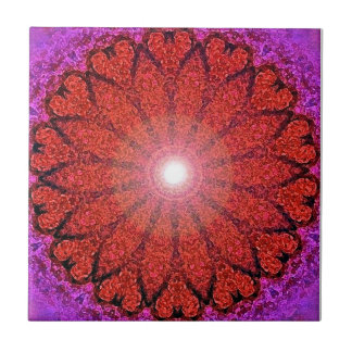 Carreau Art rouge de Mandala-Orignial de coeur par