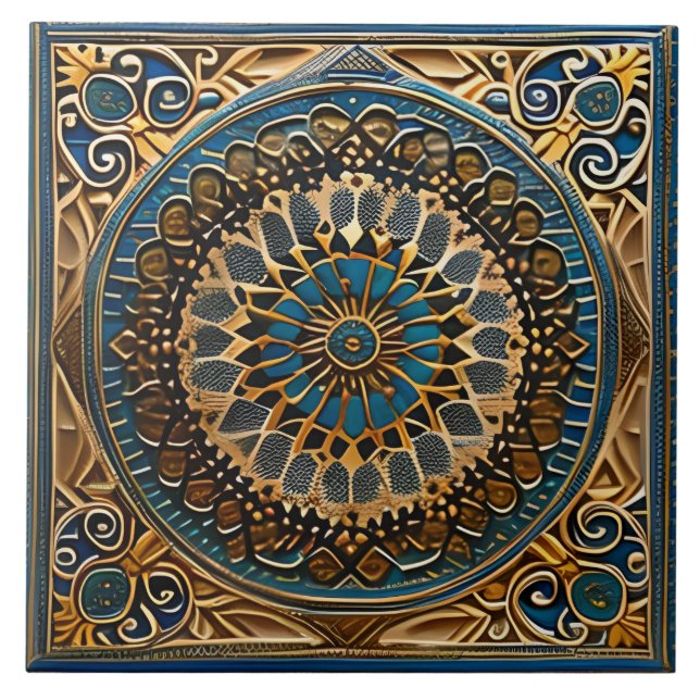 Carreau Art traditionnel Bleu et céramique Brown (Devant)