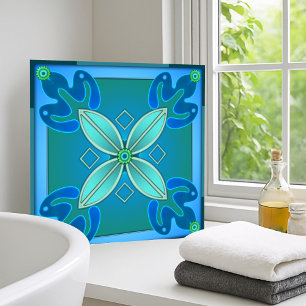 Carreau Art Turquoise Floral Design Salle de bain Carrelag
