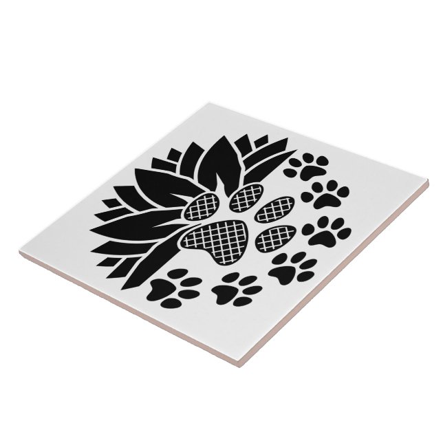 Carreau Artful Paw Print Tile Design With Nature Elements (Côté)