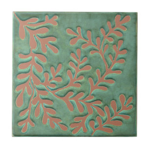 Carreau Artiste Carrelage céramique, feuille vert et roux