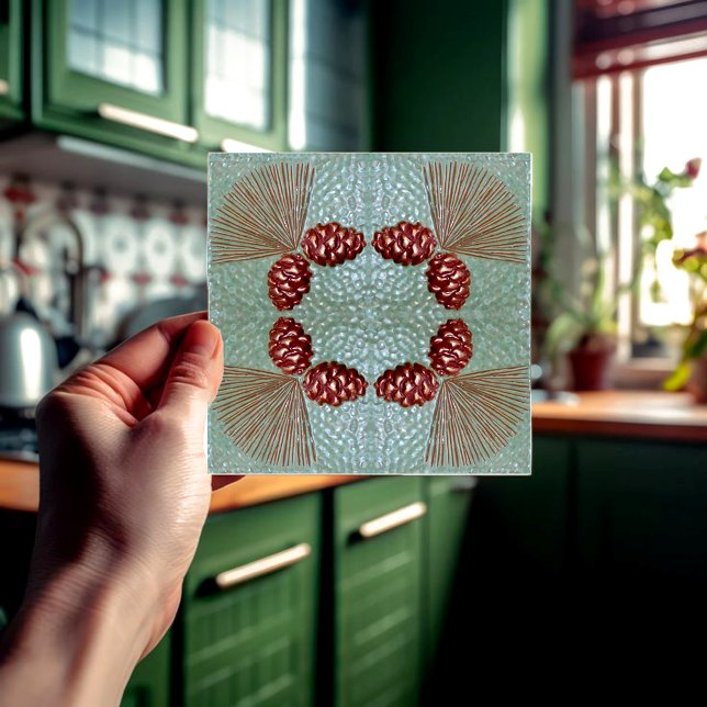 Carreau Artiste Ponderosa Pinecone Carrelage (This unique Ponderosa pinecone pattern tile forms wreath.
)