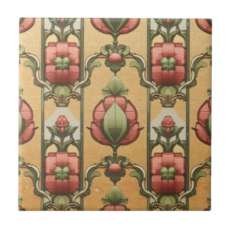 Carreau Arts & Crafts Craftsman et Mission frise florale