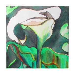 Carreau Arum Lily aquarelle peinture originale