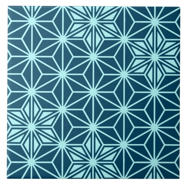 Carreau Asanoha japonais ou Motif étoile, Indigo Blue (Devant)