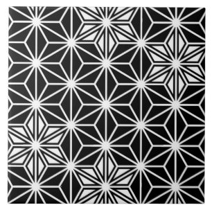 Carreau Asanoha ou Motif étoile japonais, noir et blanc