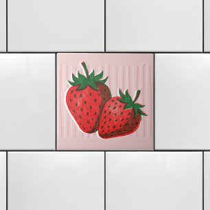 Carreau Assez Rose Risographe 2 Fraises & Rayures
