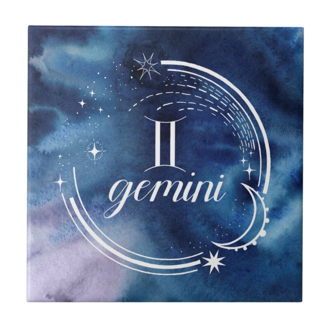 Carreau Astrologie aquarelle - Gemini (Devant)