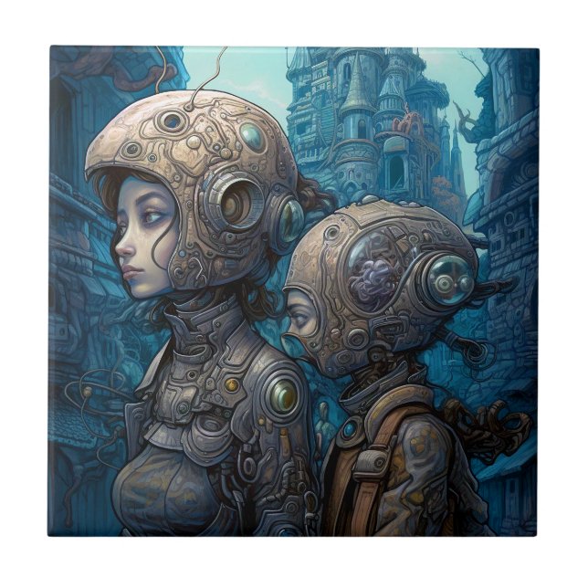 Carreau Astronaut Girls Surreal Science Fiction (Devant)