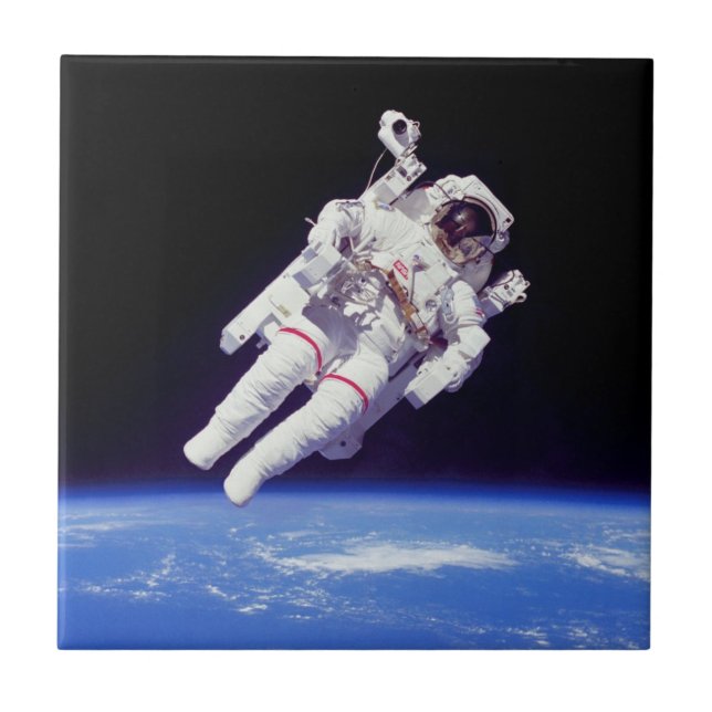 Carreau Astronaut Jetpack Spacewalk Earth Orbit Photo (Devant)