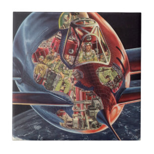 Carreau Astronaute de la science-fiction vintage Rocket