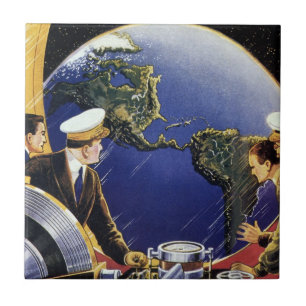 Carreau Astronautes de la science-fiction vintage en orbit