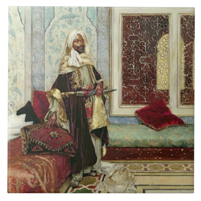 Carreau Attendant une assistance (huile sur le panneau) (Devant)