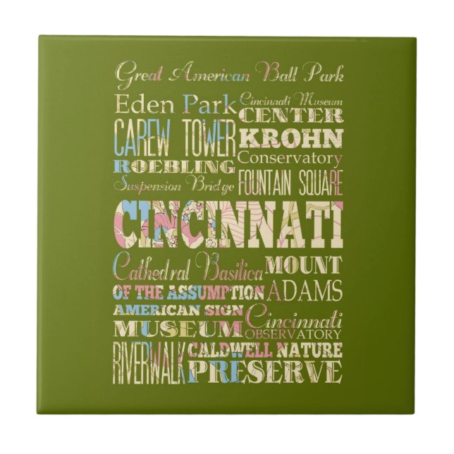 Carreau Attractions et endroits célèbres de Cincinnati, (Devant)