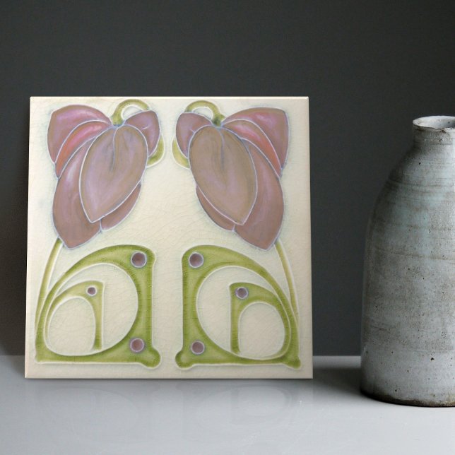 Carreau Authentique Art Nouveau John Barratt Majolica Flor (Créateur téléchargé)