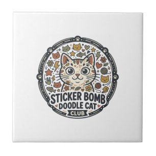 Carreau Autocollant Bombe Dessin Animé Chat POD Vector Art