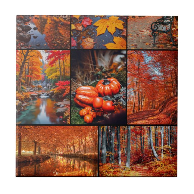 Carreau Automne Automne Paysage Photo Collage Art (Devant)