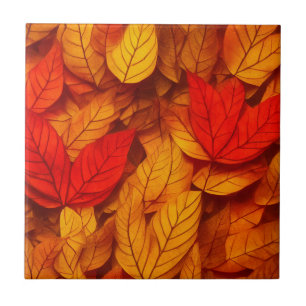 Carreau Automne Feuilles Chaud Rouge Orange Jaune Motif
