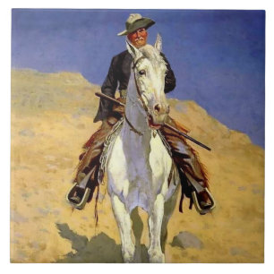Carreau “Autoportrait à cheval” de Frederic Remington