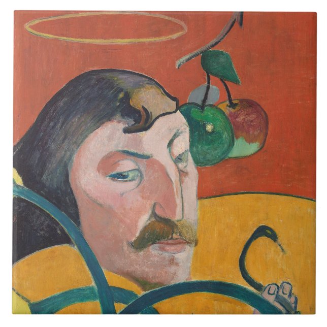 Carreau Autoportrait de Paul Gauguin |, 1889 (huile sur le (Devant)