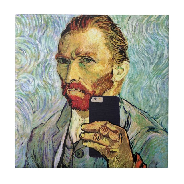 Carreau Autoportrait de Vincent Van Gogh avec selfie au té (Devant)