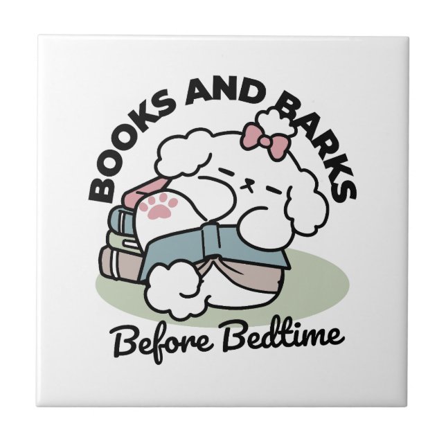 Carreau Avant le coucher avec ma chienne - Livre et Amoure (Devant)