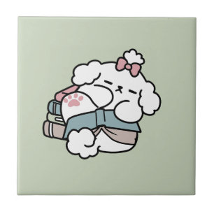 Carreau Avant le coucher avec ma chienne - Livre et Amoure