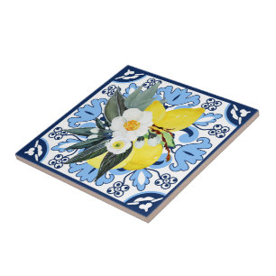 Carreau Avec citrons 💙 azulejos bleu étonnant