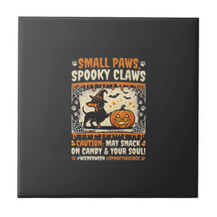 Carreau Avertissement de chien de Dachshund d'Halloween ef
