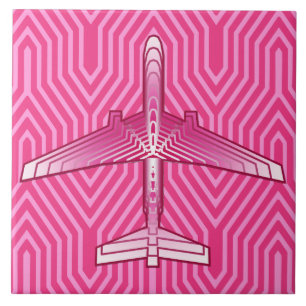Carreau Avion Art déco, Fuchsia et Pastel Pink