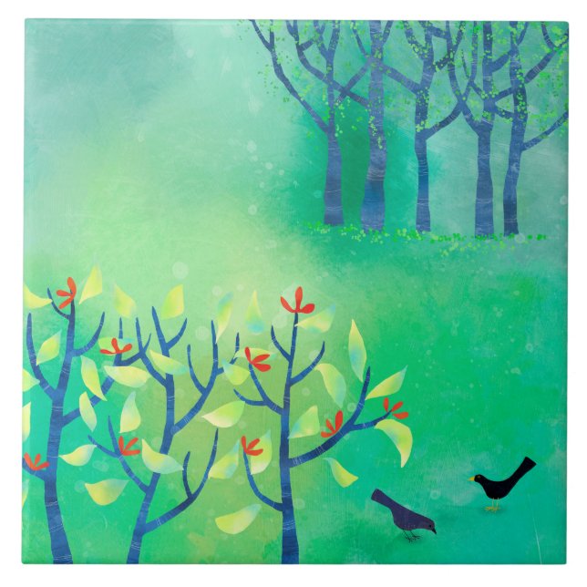 Carreau Avril Moderne Paysage Vert Peinture Nature (Devant)