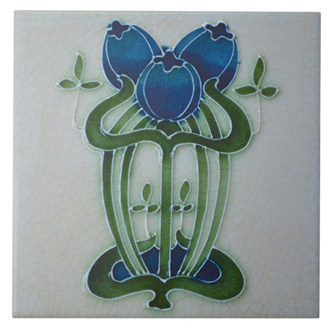 Carreau Azulejo Art Nouveau Ceramic Fireplace Wall Tile (Devant)