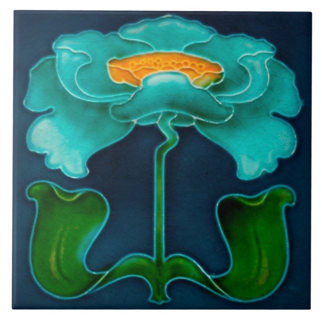 Carreau Azulejo Art Nouveau Ceramic Fireplace Wall tile (Devant)