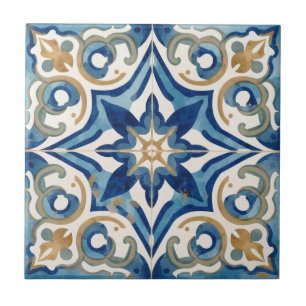 Carreau Azulejo bleu et beige mosaïque vintage en vrac