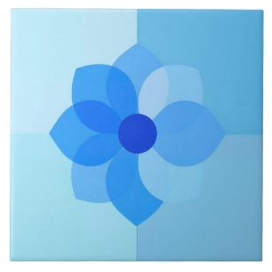 Carreau Azulejo Bleu Méditerranée Moderne Floral