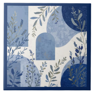 Carreau Azulejo Bleu Méditerranéen Botanique