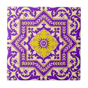 Carreau Azulejo céramique Vintage style ornement Monogramm