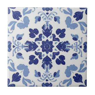Carreau Azulejo mosaïque bleue et blanche vintage vrac