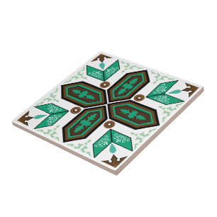 Carreau Azulejo vert et blanc
