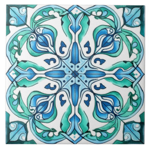 Carreau Azulejo vert rustique