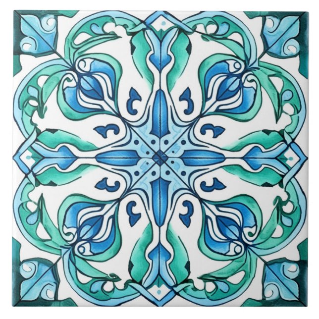 Carreau Azulejo vert rustique (Devant)