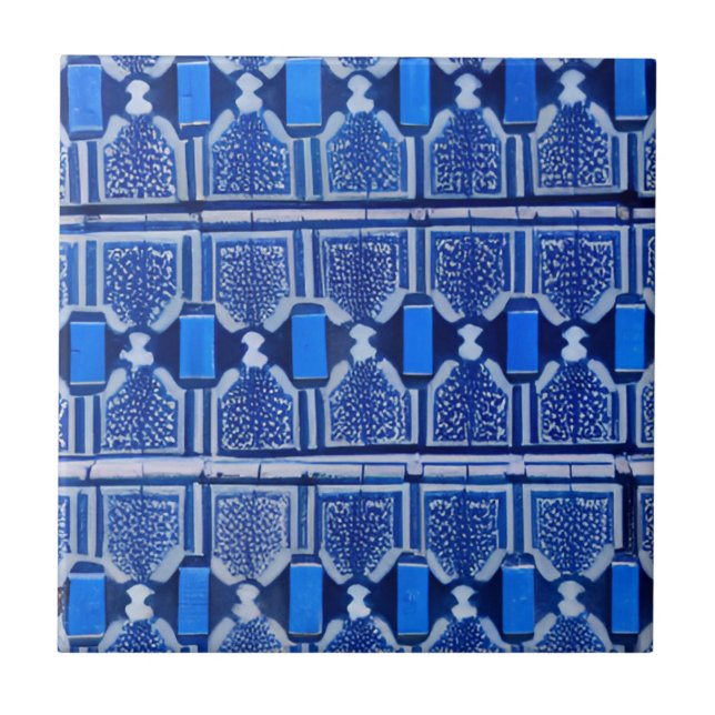 Carreau Azulejos art géométrique bleu (Devant)