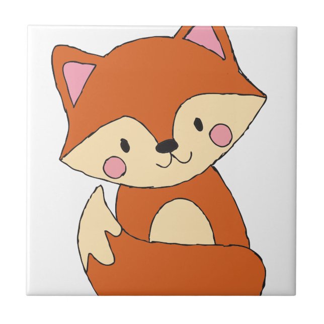 Carreau Baby Fox Dessin mignon Fox Art Baby Fox Design (Devant)