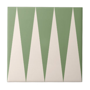 Carreau Backgammon Motif Olive Green Tile