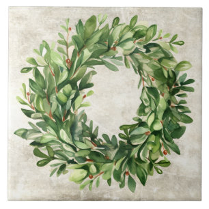 Carreau Baies de Boxwood rustique Aquarelles neutres Vinta