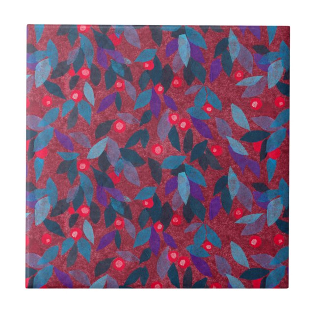 Carreau Baies rouges Motif floral minimal Botanique simple (Devant)